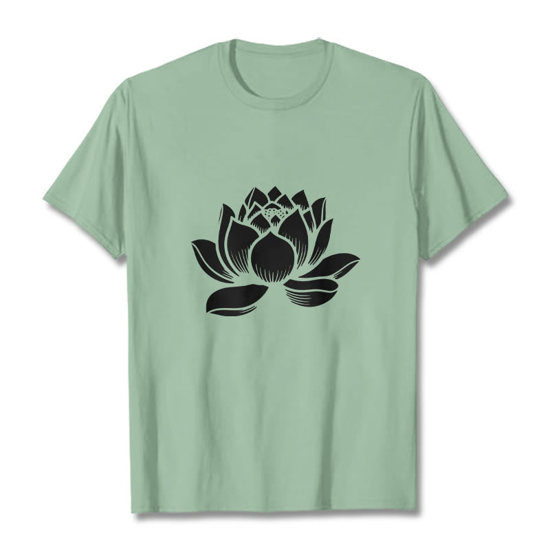 Camiseta con diseño de flor de loto y Buddha Stones - Verde pálido - 2XL - image 14