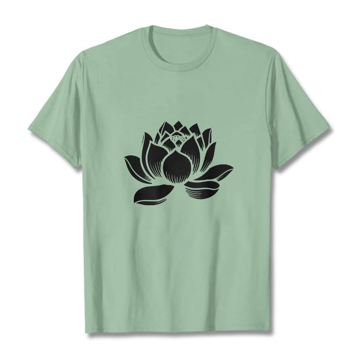 Camiseta con diseño de flor de loto y Buddha Stones - Verde pálido - 2XL - image 14