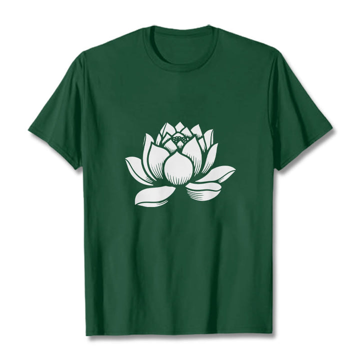 Camiseta con diseño de flor de loto y Buddha Stones - Verde bosque - 2XL - image 1