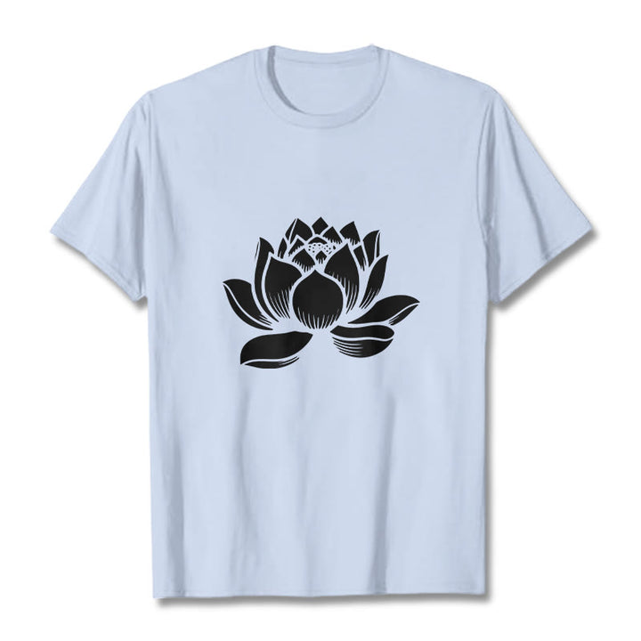 Camiseta con diseño de flor de loto y Buddha Stones - Cian claro - 2XL - image 18