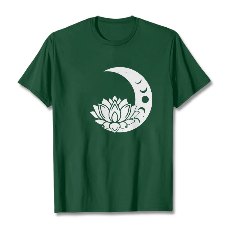 Camiseta con Buddha Stones, luna creciente, flor de loto y sol - Verde bosque - 2XL - image 10