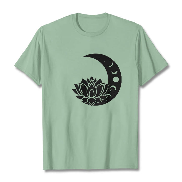 Camiseta con Buddha Stones, luna creciente, flor de loto y sol - Verde pálido - 2XL - image 14