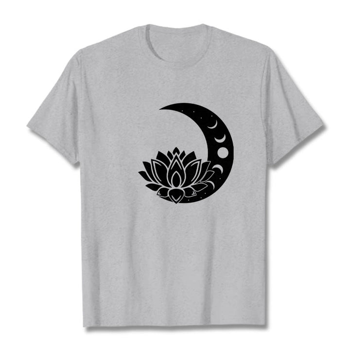 Camiseta con Buddha Stones, luna creciente, flor de loto y sol - Gris claro - 2XL - image 19