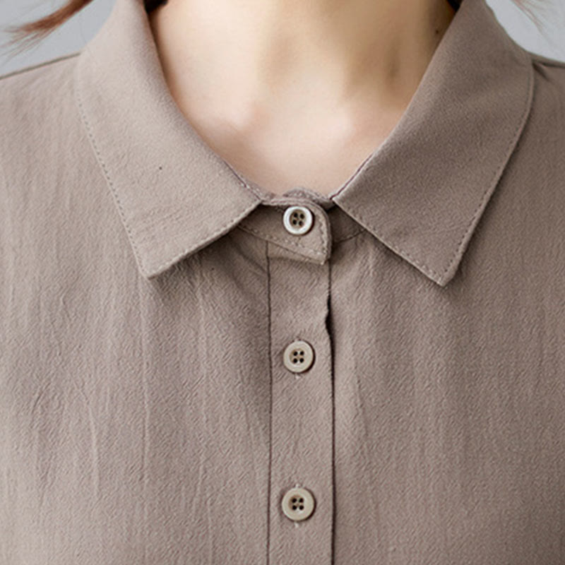 Vestido midi informal de lino y algodón con solapas laterales, manga corta y bolsillos, estilo Buddha Stones - image 6