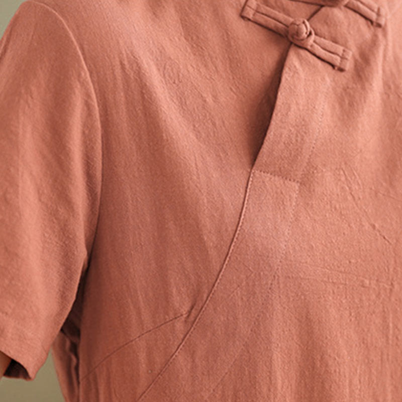 Vestido cheongsam qipao midi chino vintage de verano con Buddha Stones - image 8