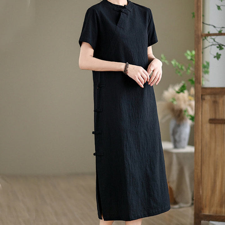 Vestido cheongsam qipao midi chino vintage de verano con Buddha Stones - image 15