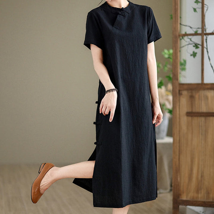 Vestido cheongsam qipao midi chino vintage de verano con Buddha Stones - image 16