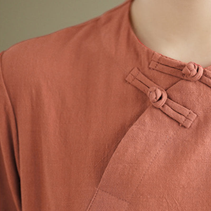 Vestido cheongsam qipao midi chino vintage de verano con Buddha Stones - image 6