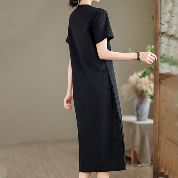 Vestido cheongsam qipao midi chino vintage de verano con Buddha Stones - image 17