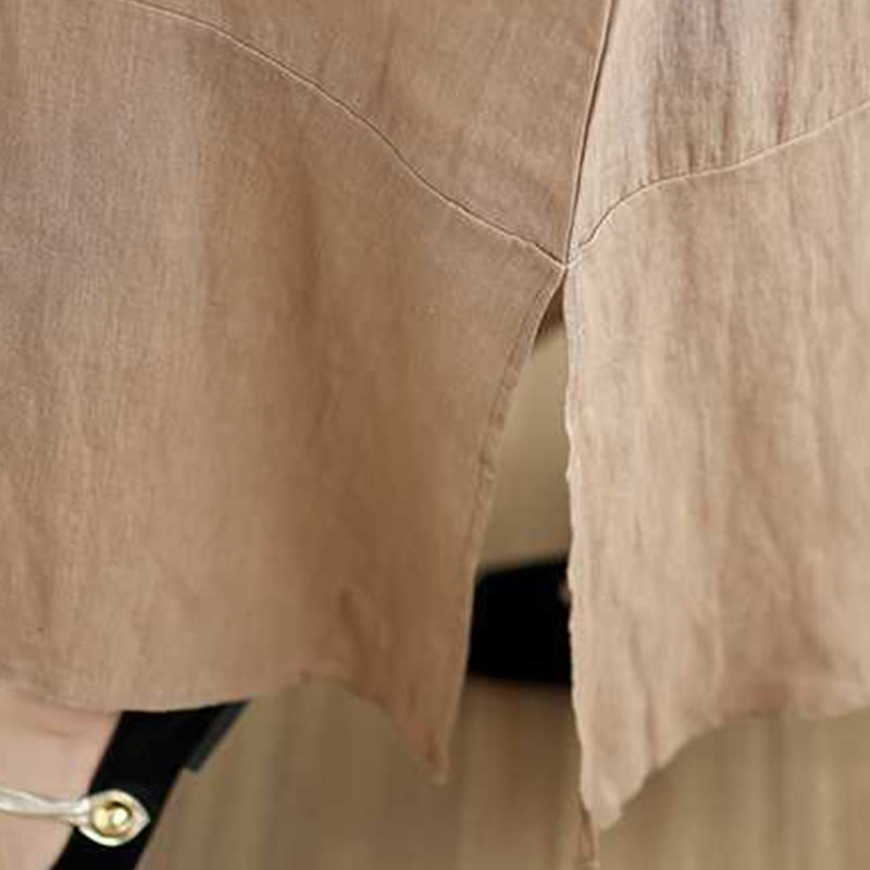 Vestido midi de lino y algodón sin mangas, liso, irregular, de primavera, con bolsillos, de Buddha Stones - image 9