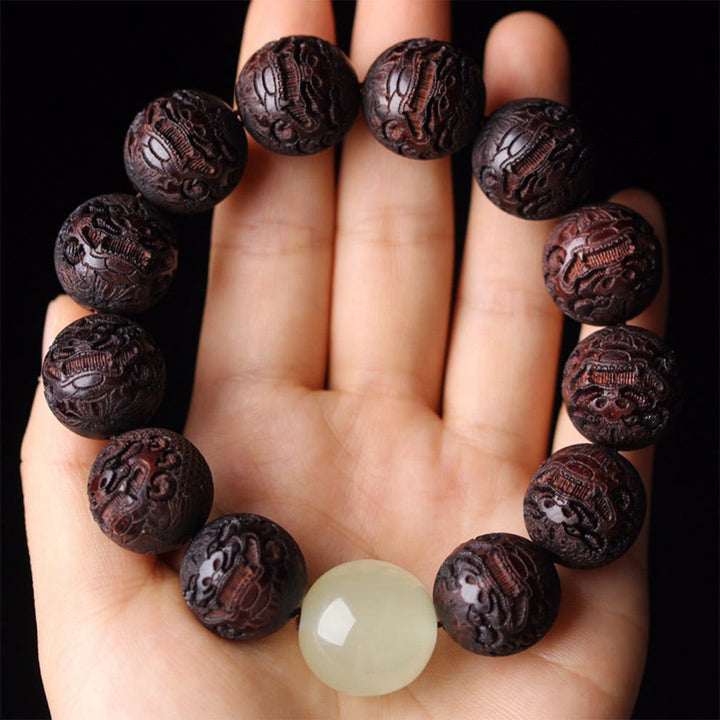 Pulsera PiXiu de calidez con grabado de palisandro tibetano y Buddha Stones - image 2