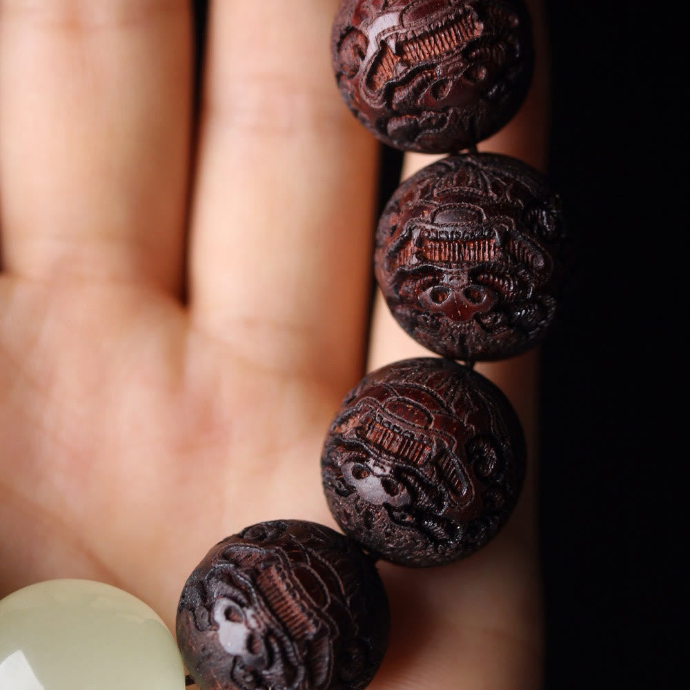 Pulsera PiXiu de calidez con grabado de palisandro tibetano y Buddha Stones - image 8