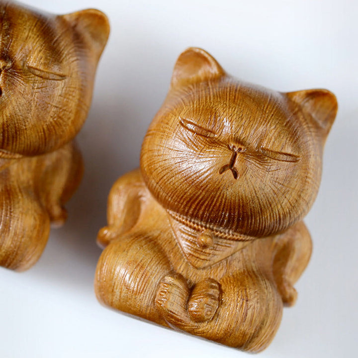 Buddha Stones pequeñas de sándalo verde, talladas con forma de gato de la suerte, decoraciones relajantes - image 11