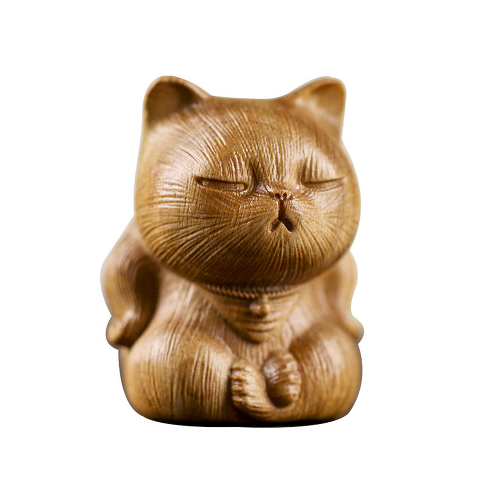 Buddha Stones pequeñas de sándalo verde, talladas con forma de gato de la suerte, decoraciones relajantes - image 13