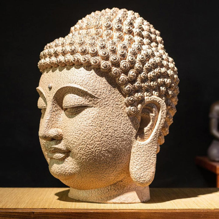Estatua de resina con cabeza de Buda meditando y ojos cerrados, Buddha Stones de Buda, decoración zen para el hogar, 42 x 30 x 30 cm