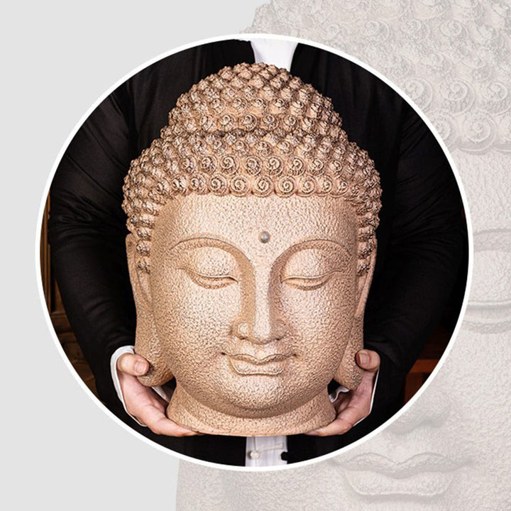 Estatua de resina con cabeza de Buda meditando y ojos cerrados, Buddha Stones de Buda, decoración zen para el hogar, 42 x 30 x 30 cm
