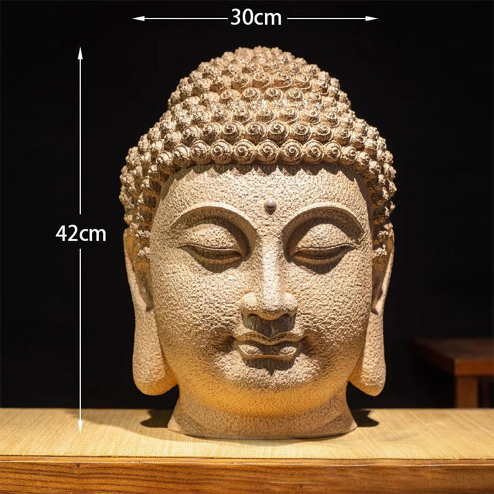 Estatua de resina con cabeza de Buda meditando y ojos cerrados, Buddha Stones de Buda, decoración zen para el hogar, 42 x 30 x 30 cm - image 4