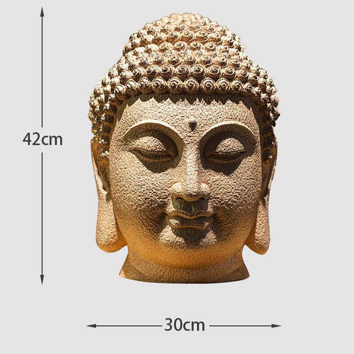 Estatua de resina con cabeza de Buda meditando y ojos cerrados, Buddha Stones de Buda, decoración zen para el hogar, 42 x 30 x 30 cm