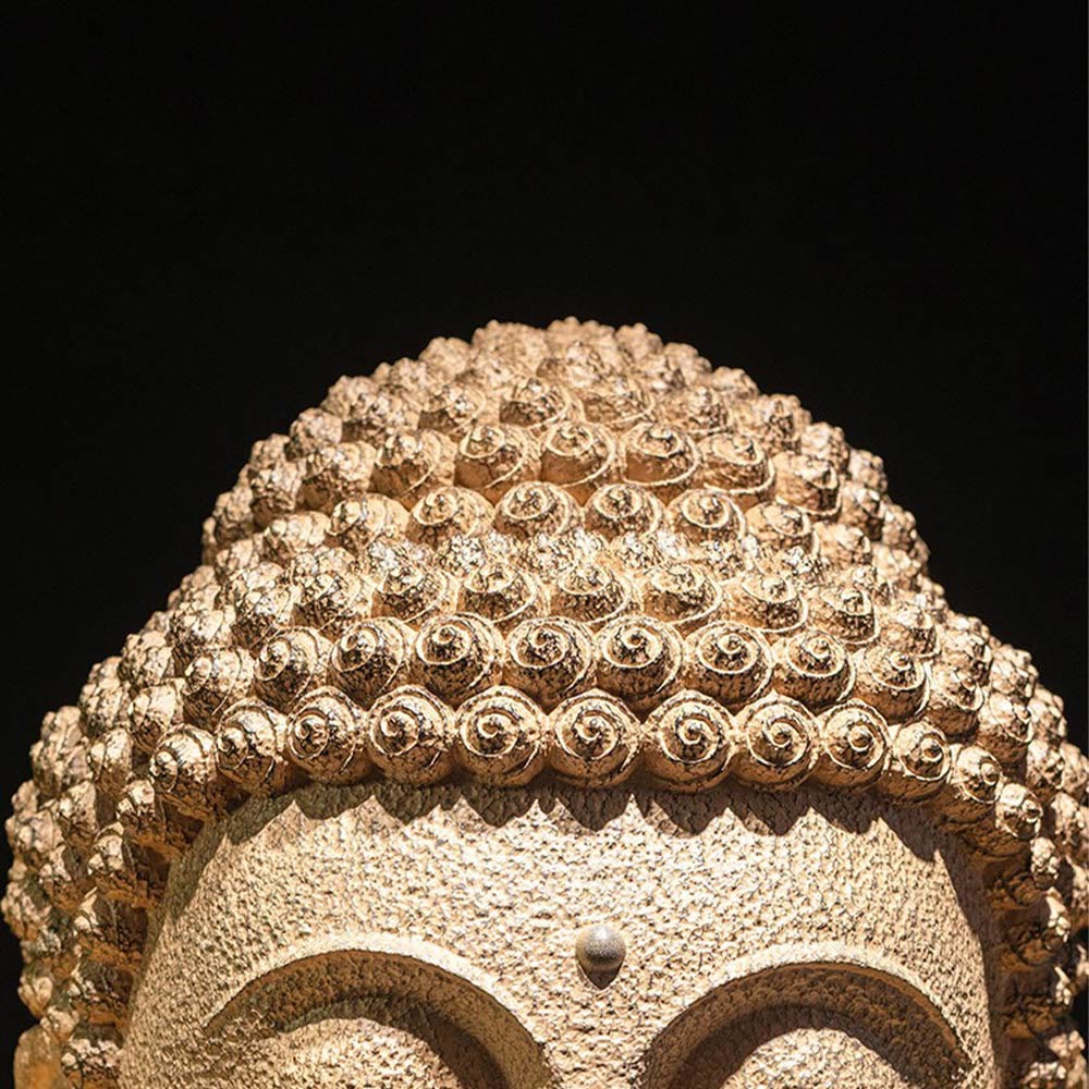 Estatua de resina con cabeza de Buda meditando y ojos cerrados, Buddha Stones de Buda, decoración zen para el hogar, 42 x 30 x 30 cm