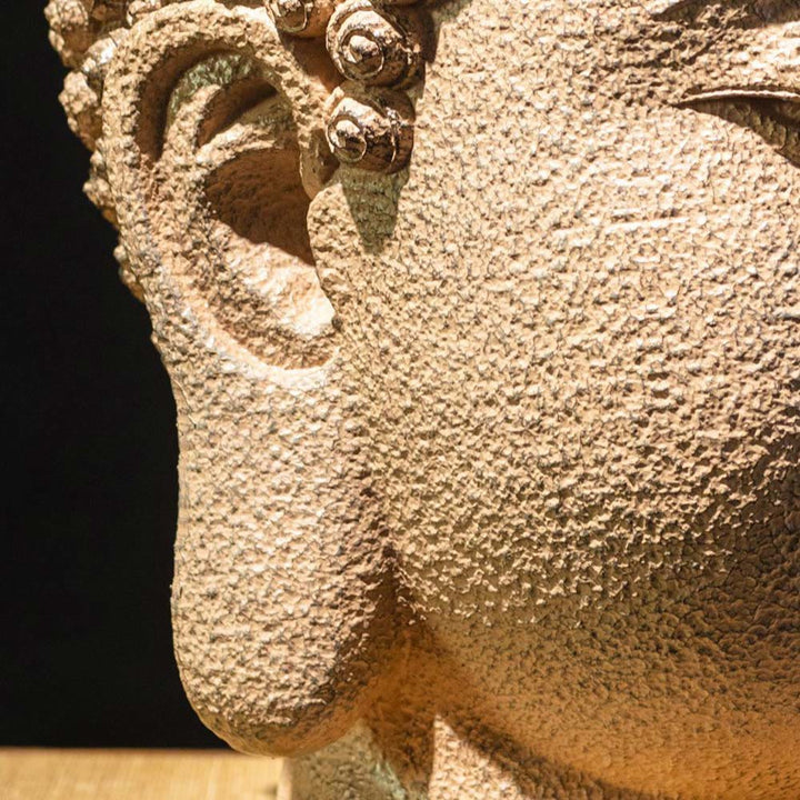 Estatua de resina con cabeza de Buda meditando y ojos cerrados, Buddha Stones de Buda, decoración zen para el hogar, 42 x 30 x 30 cm