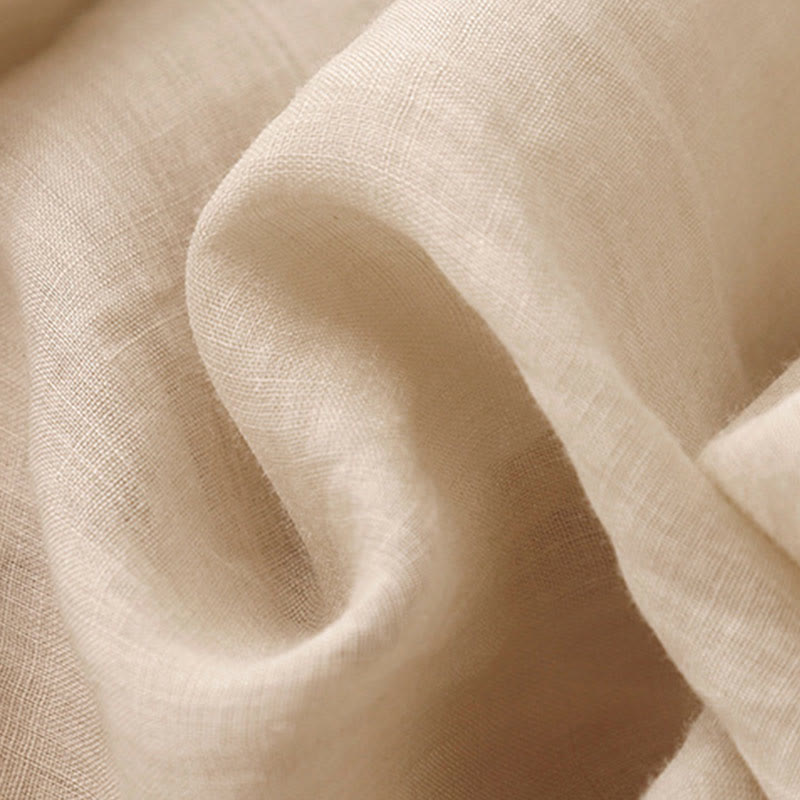 Pantalones anchos de lino y algodón para mujer con cintura elástica y bordado geométrico de Buddha Stones y bolsillos. - image 19