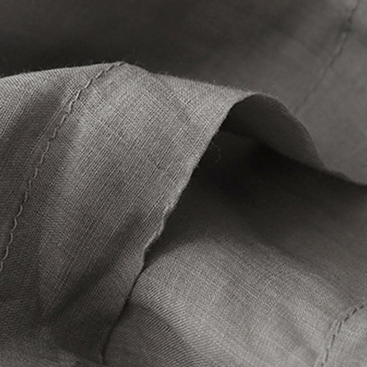 Pantalones anchos de lino y algodón para mujer con cintura elástica y bordado geométrico de Buddha Stones y bolsillos. - image 9