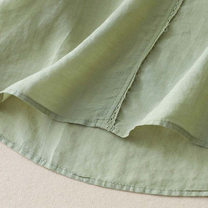 Camisa informal de lino y algodón para mujer con cuello en V, media manga y bordado de estrellas fugaces de Buddha Stones - image 11