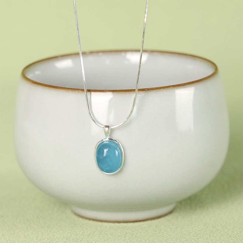 Collar con colgante de cadena de clavícula curativa con aguamarina y Buddha Stones en plata de ley 925 - image 8