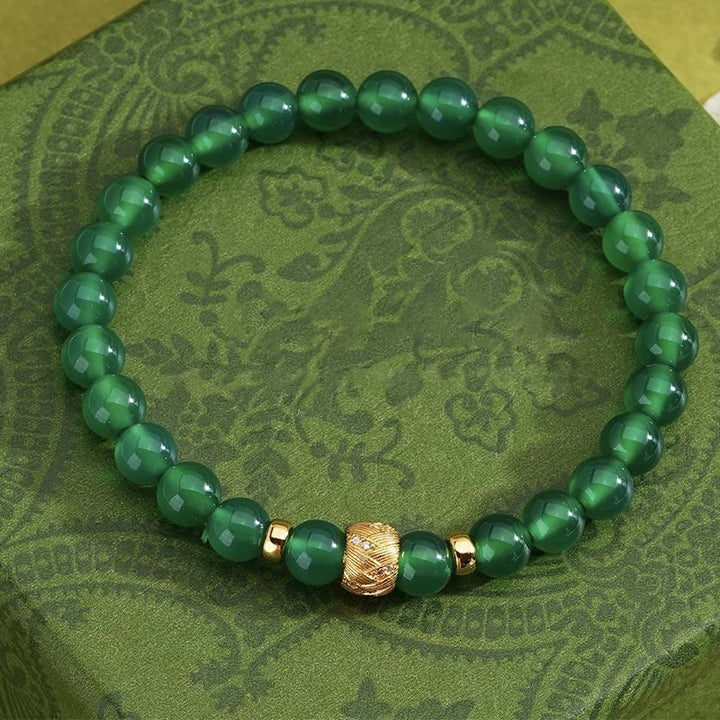 Pulsera de soporte con cuentas de ágata verde y Buddha Stones