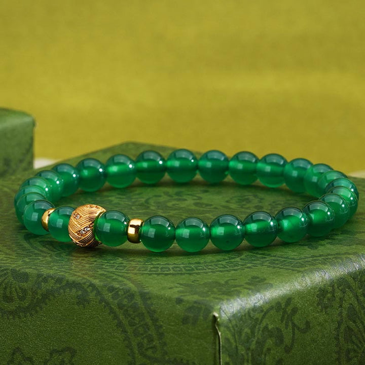 Pulsera de soporte con cuentas de ágata verde y Buddha Stones