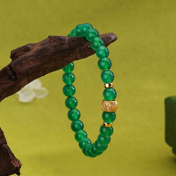 Pulsera de soporte con cuentas de ágata verde y Buddha Stones