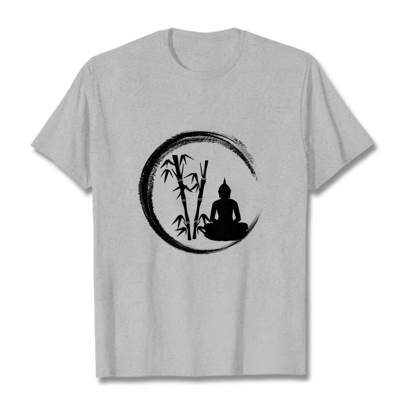 Camiseta con estatua de Buddha Stones Zen de Buda sentado y meditación de bambú - Gris claro - 2XL - image 19