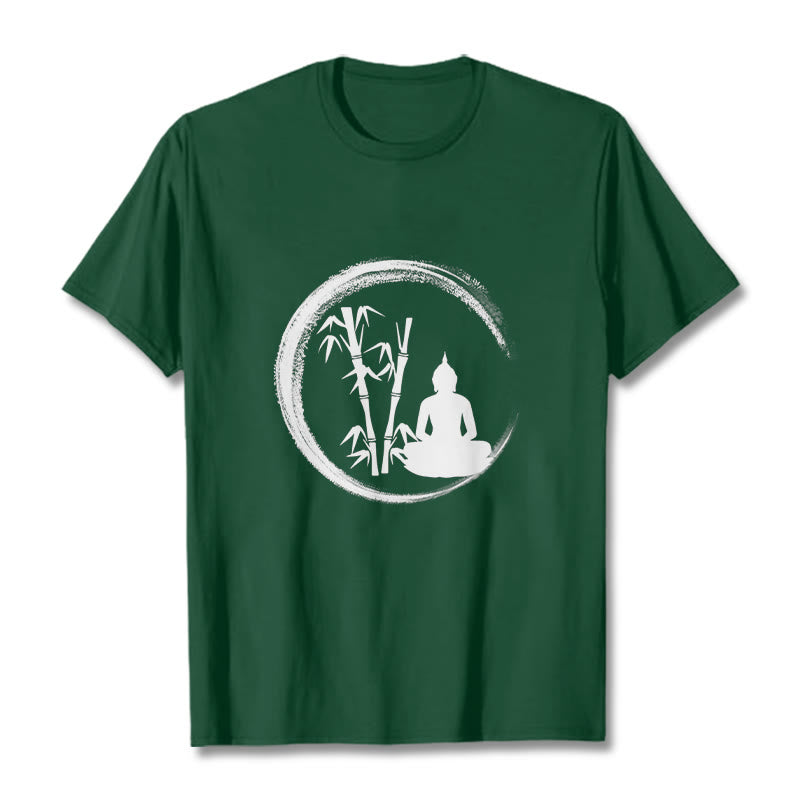 Camiseta con estatua de Buddha Stones Zen de Buda sentado y meditación de bambú - Verde bosque - 2XL - image 10