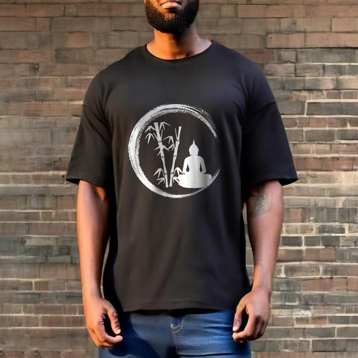 Camiseta con estatua de Buddha Stones Zen de Buda sentado y meditación de bambú - image 2
