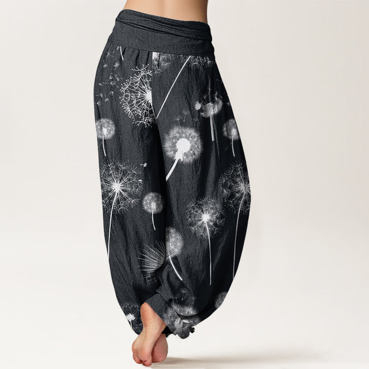 Pantalones bombachos de mujer con cintura elástica, estampado informal de Buddha Stones, de algodón. - image 1