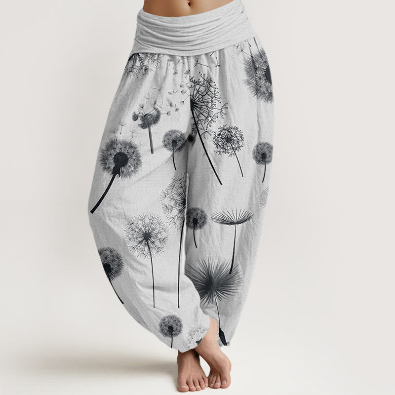 Pantalones bombachos de mujer con cintura elástica, estampado informal de Buddha Stones, de algodón. - Humo blanco - US22，UK/AU26，EU54 (6XL) - image 7