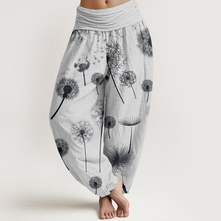 Pantalones bombachos de mujer con cintura elástica, estampado informal de Buddha Stones, de algodón. - Humo blanco - US22，UK/AU26，EU54 (6XL) - image 7