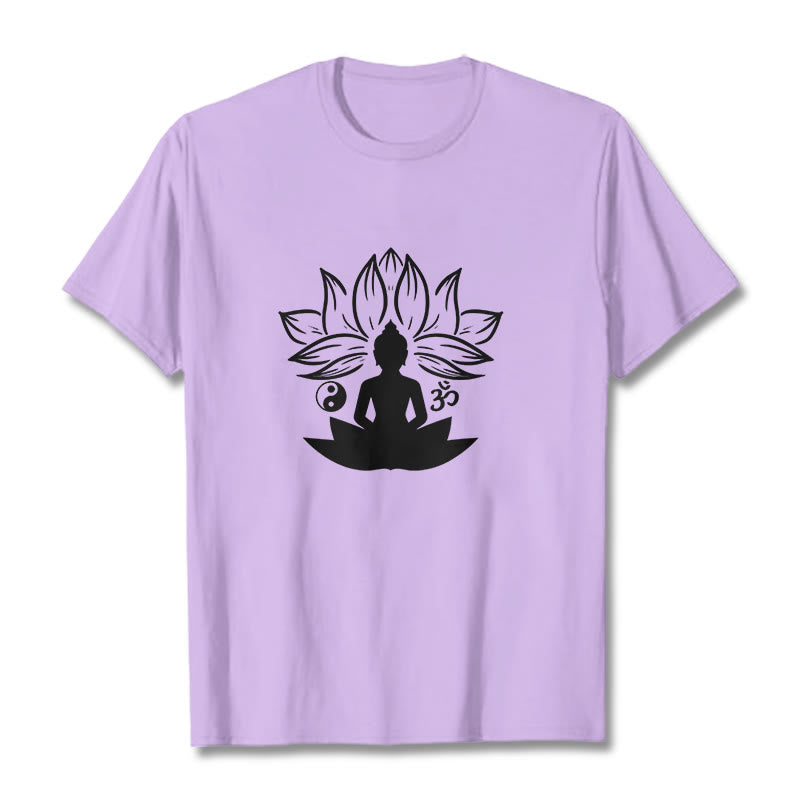 Camiseta con Buddha Stones, Om, Yin Yang, estatua de Buda sentado en loto, meditación - Ciruela - 2XL - image 16