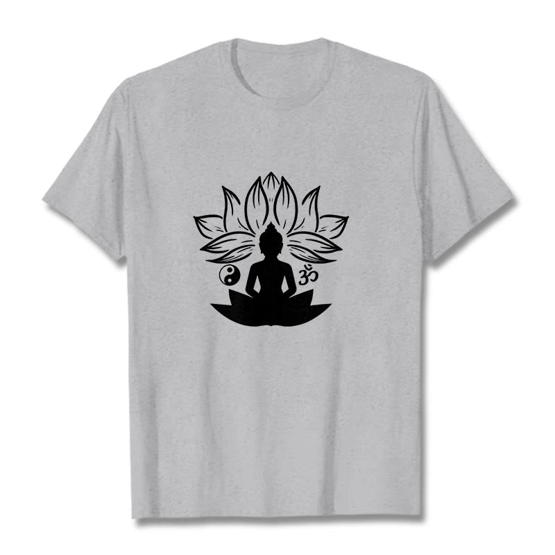 Camiseta con Buddha Stones, Om, Yin Yang, estatua de Buda sentado en loto, meditación - Gris claro - 2XL - image 19