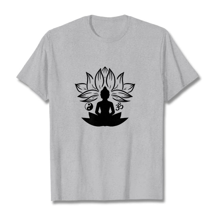 Camiseta con Buddha Stones, Om, Yin Yang, estatua de Buda sentado en loto, meditación - Gris claro - 2XL - image 19