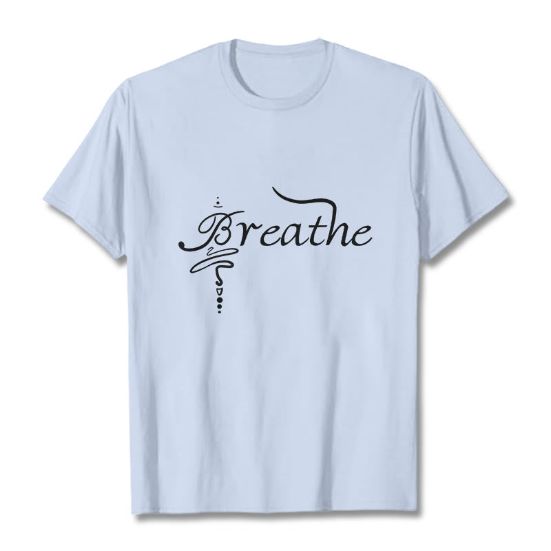 Camiseta con la palabra "Boutique Stones Breathe" de Buddha Stones - Cian claro - 2XL - image 19
