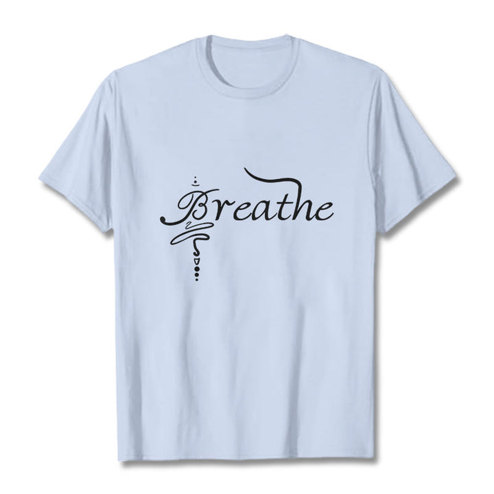 Camiseta con la palabra "Boutique Stones Breathe" de Buddha Stones - Cian claro - 2XL - image 19
