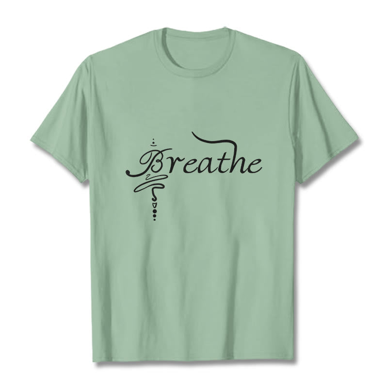 Camiseta con la palabra "Boutique Stones Breathe" de Buddha Stones - Verde pálido - 2XL - image 14
