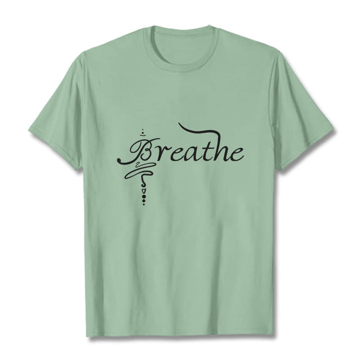 Camiseta con la palabra "Boutique Stones Breathe" de Buddha Stones - Verde pálido - 2XL - image 14