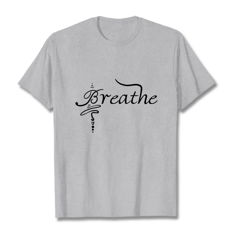 Camiseta con la palabra "Boutique Stones Breathe" de Buddha Stones - Gris claro - 2XL - image 20