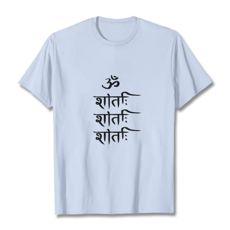 Camiseta con estampado sánscrito OM MANTRA de Buddha Stones - Cian claro - 2XL - image 18