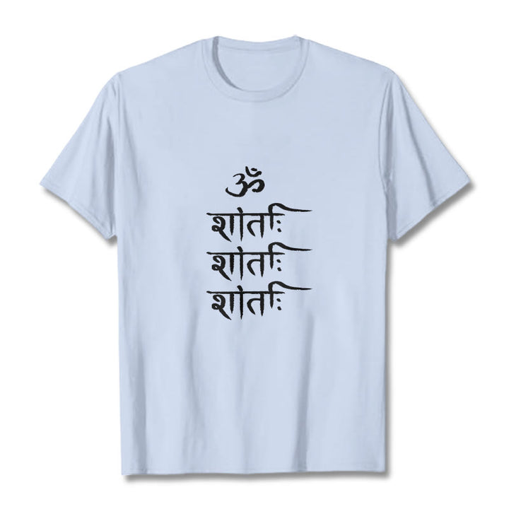 Camiseta con estampado sánscrito OM MANTRA de Buddha Stones - Cian claro - 2XL - image 18