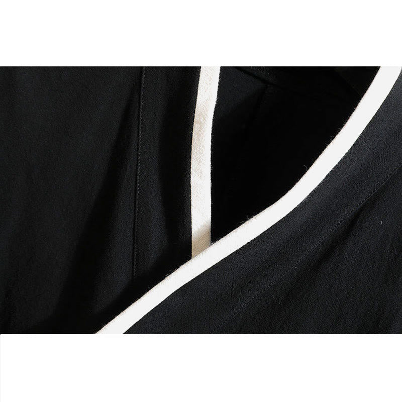 Camiseta de manga corta de lino y algodón para hombre con traje Tang con bordado de grulla y Buddha Stones , con cordones laterales - image 3