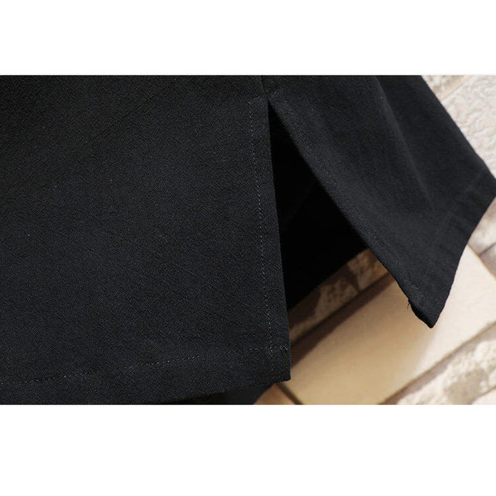 Camiseta de manga corta de lino y algodón para hombre con traje Tang con bordado de grulla y Buddha Stones , con cordones laterales - image 8