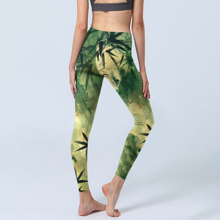 Leggings de yoga para mujer con estampado de bambú y tinta de Buddha Stones - image 5